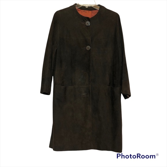 Jackets & Blazers - Vintage/antique brown suede midi coat size 12